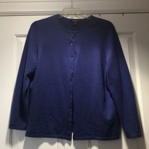 100% Cashmere cardigan blue color, size 1X